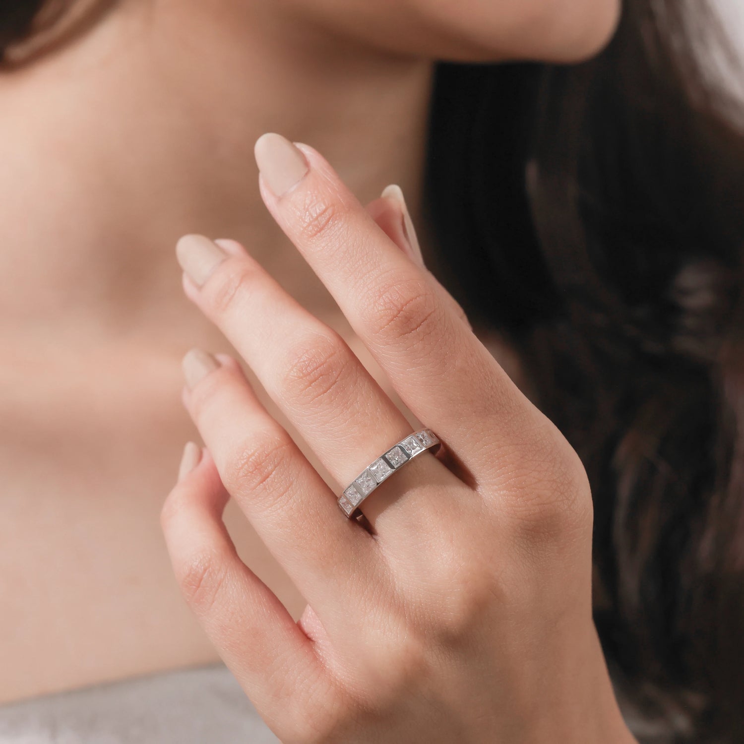 1.44 CT Princess Lab Grown Diamond Full Eternity Ring