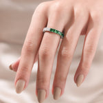 Princess Diamond Emerald Gemstone Ring