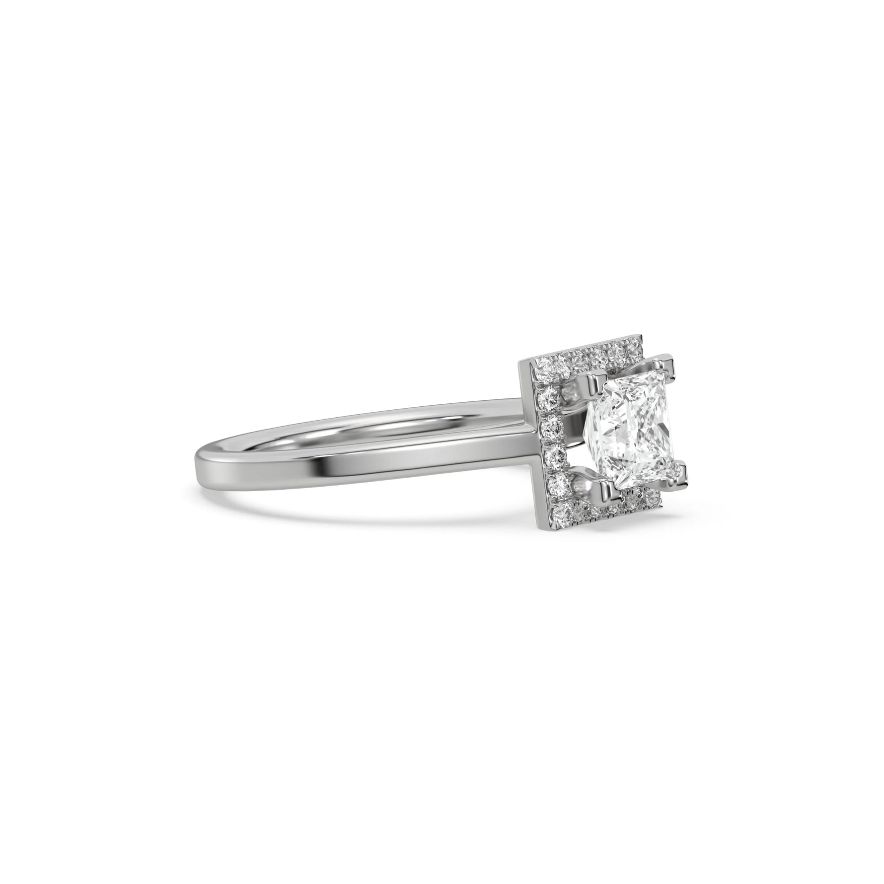 Princess Cut Diamond Ring, Lab Engagement Ring, Solitaire Ring, Square Diamond Ring, Princess Cut Ring, Promise Ring, Halo Engagement Ring