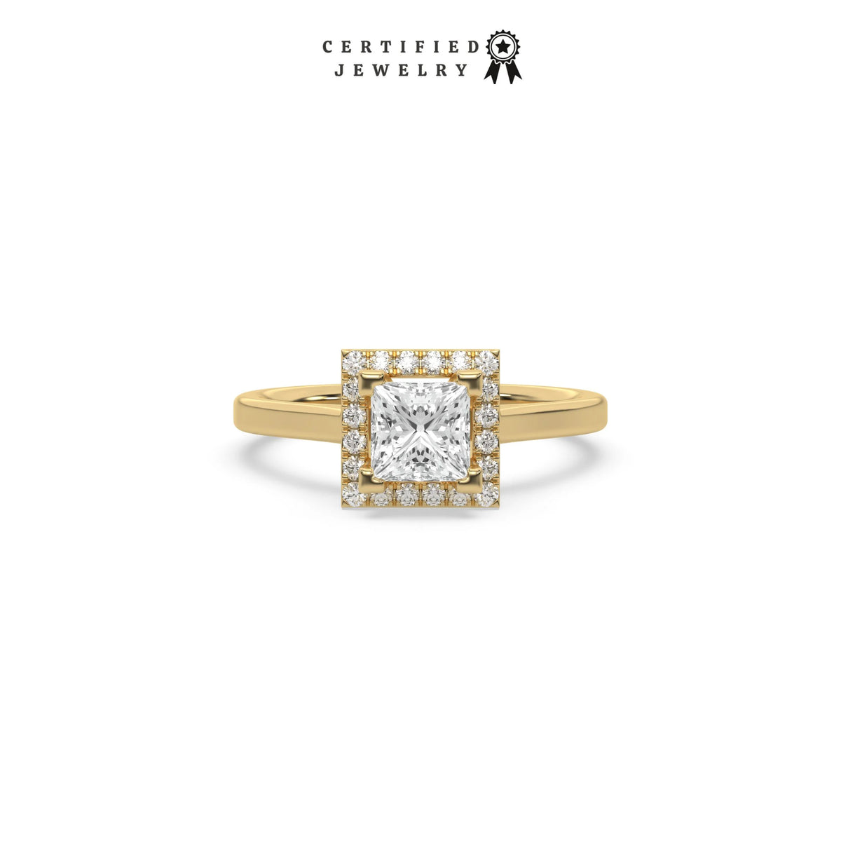 Princess Cut Diamond Ring, Lab Engagement Ring, Solitaire Ring, Square Diamond Ring, Princess Cut Ring, Promise Ring, Halo Engagement Ring