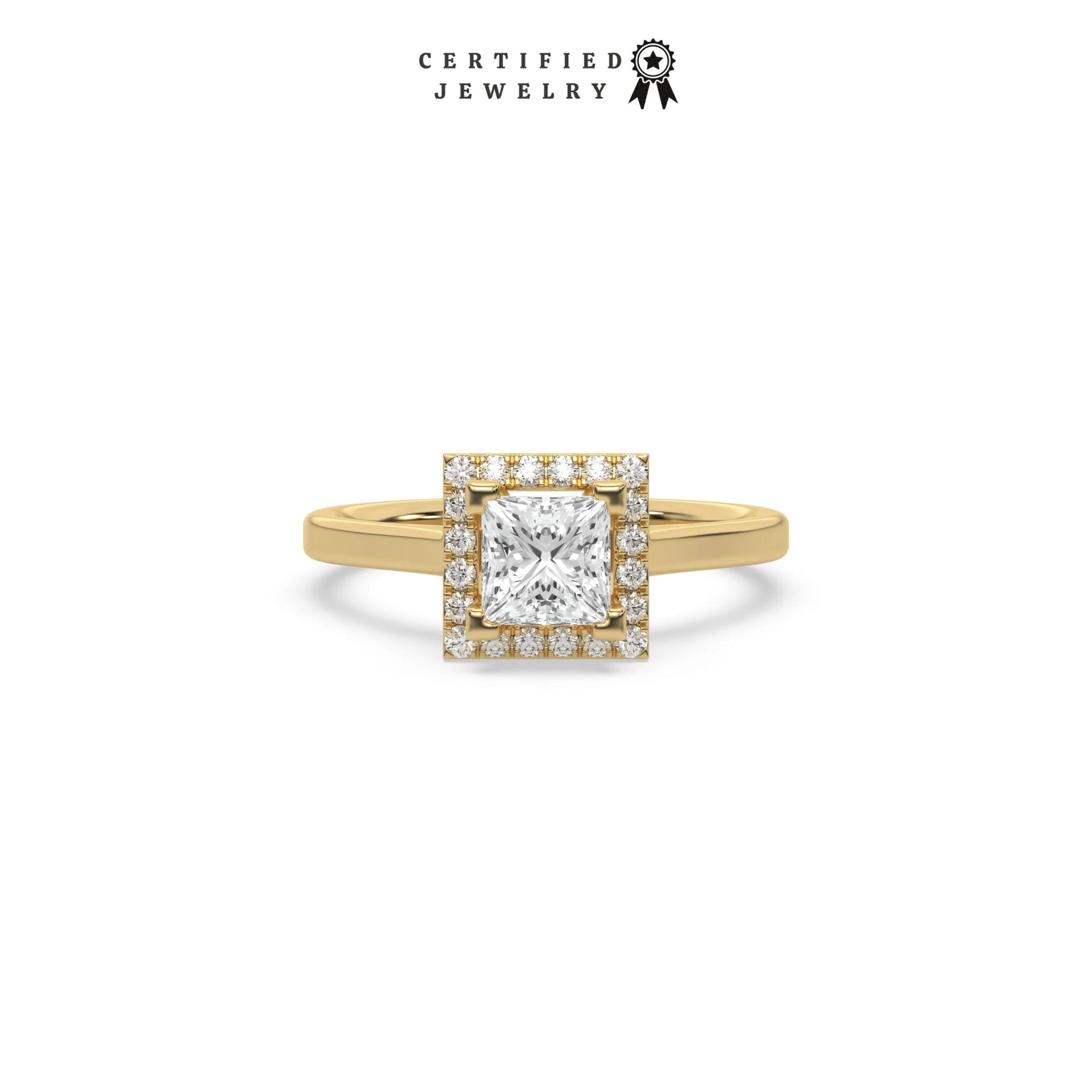 Princess Cut Diamond Ring, Lab Engagement Ring, Solitaire Ring, Square Diamond Ring, Princess Cut Ring, Promise Ring, Halo Engagement Ring