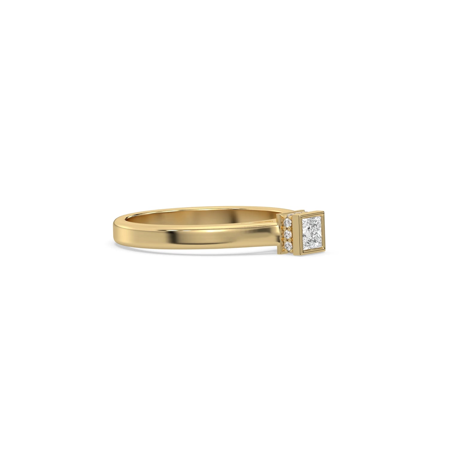 1 CT Lab Diamond Princess Cut Hidden Halo Bezel Ring