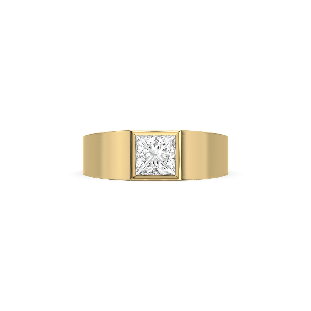 14K Yellow Gold Mens Tiffany Princess Cut Solitaire Ring