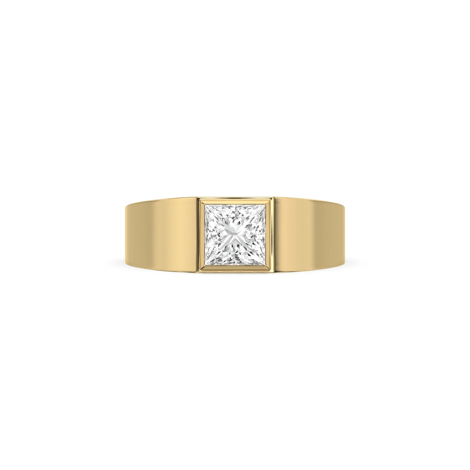 14K Yellow Gold Mens Tiffany Princess Cut Solitaire Ring