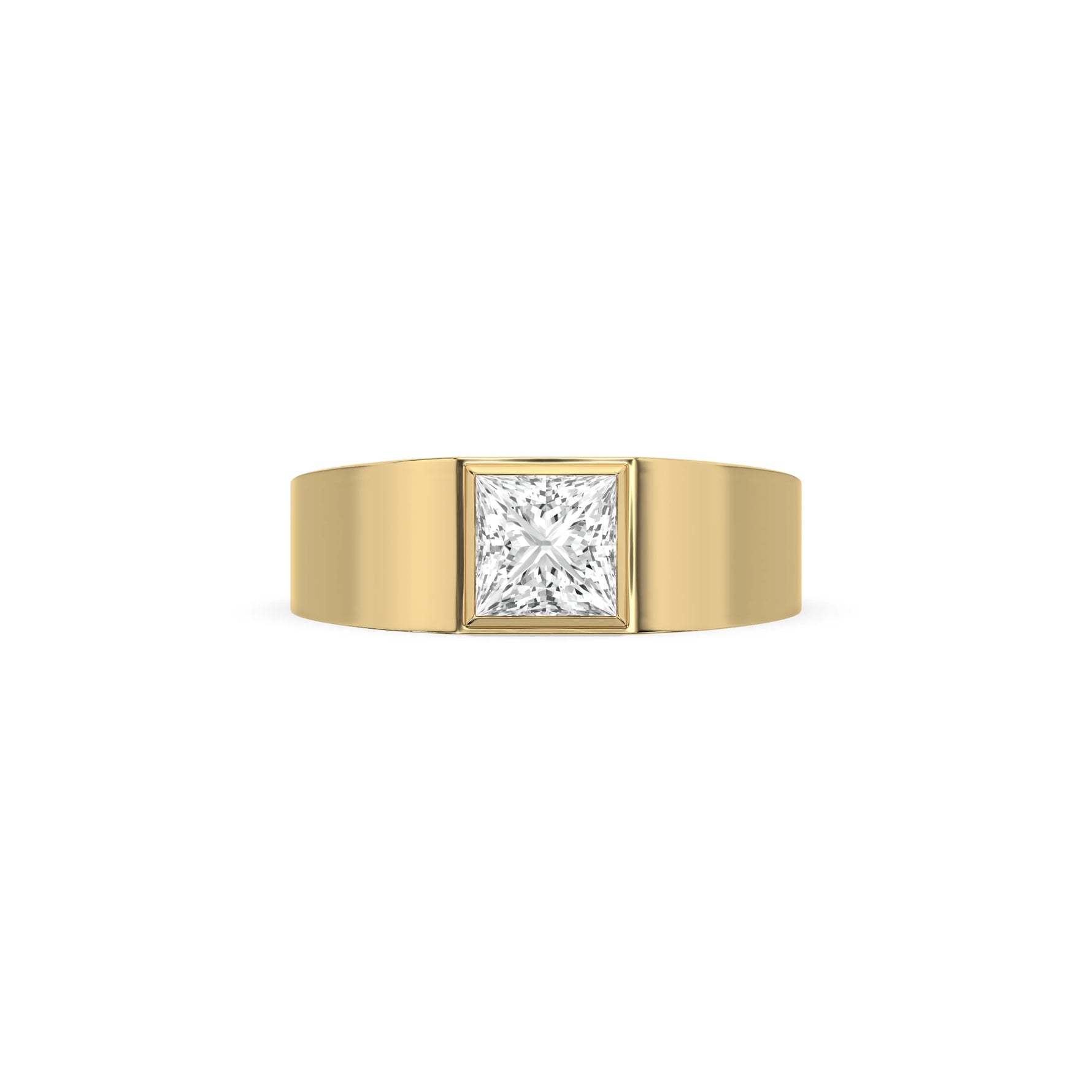 14K Yellow Gold Mens Tiffany Princess Cut Solitaire Ring