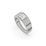 18K White Gold Mens Tiffany Princess Cut Solitaire Ring