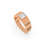 18K Rose Gold Mens Tiffany Princess Cut Solitaire Ring
