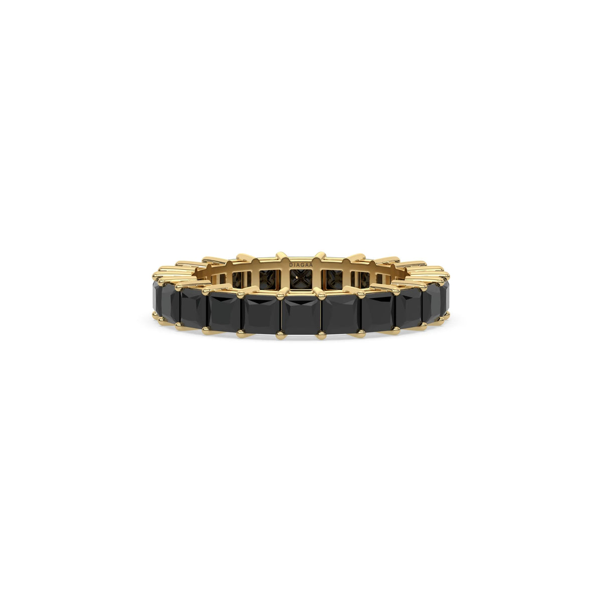 10K Yellow Gold Black Princess Diamond Eternity Ring