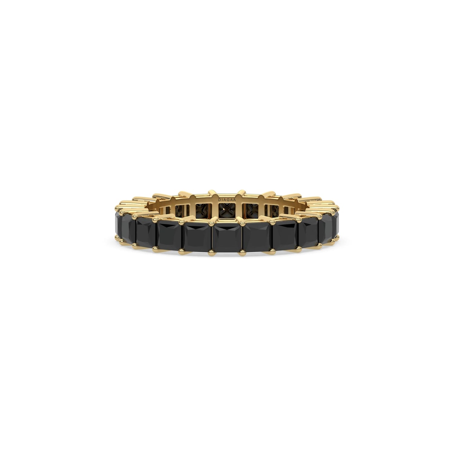 10K Yellow Gold Black Princess Diamond Eternity Ring