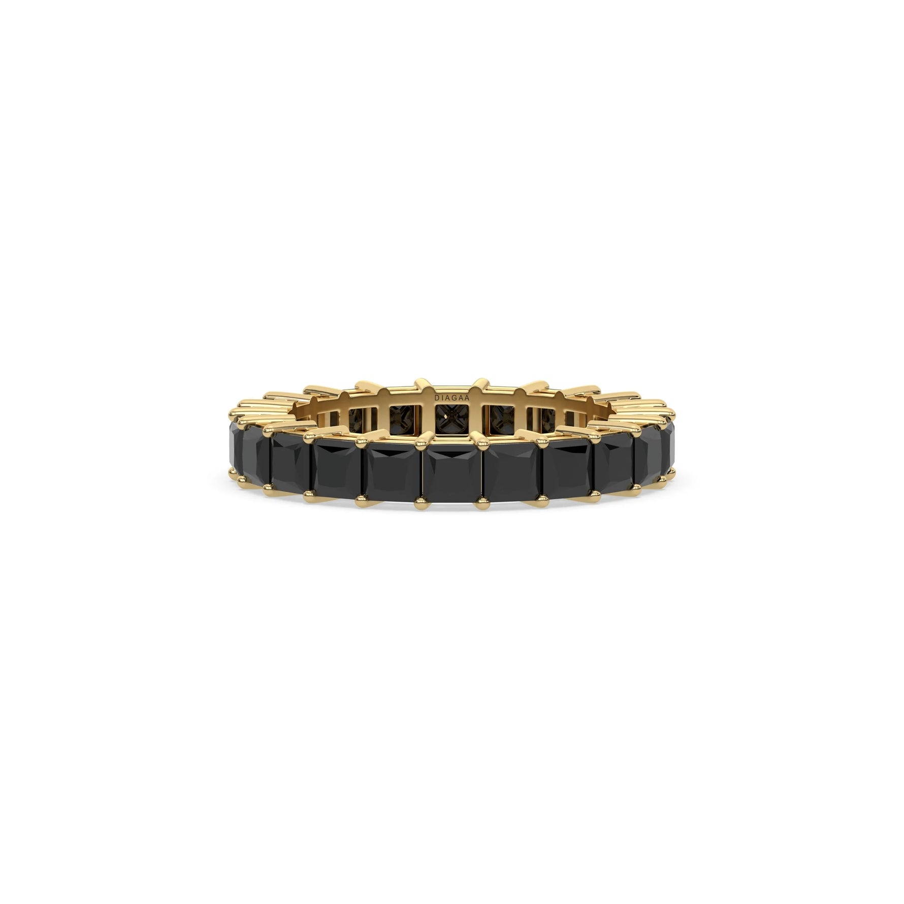 10K Yellow Gold Black Princess Diamond Eternity Ring
