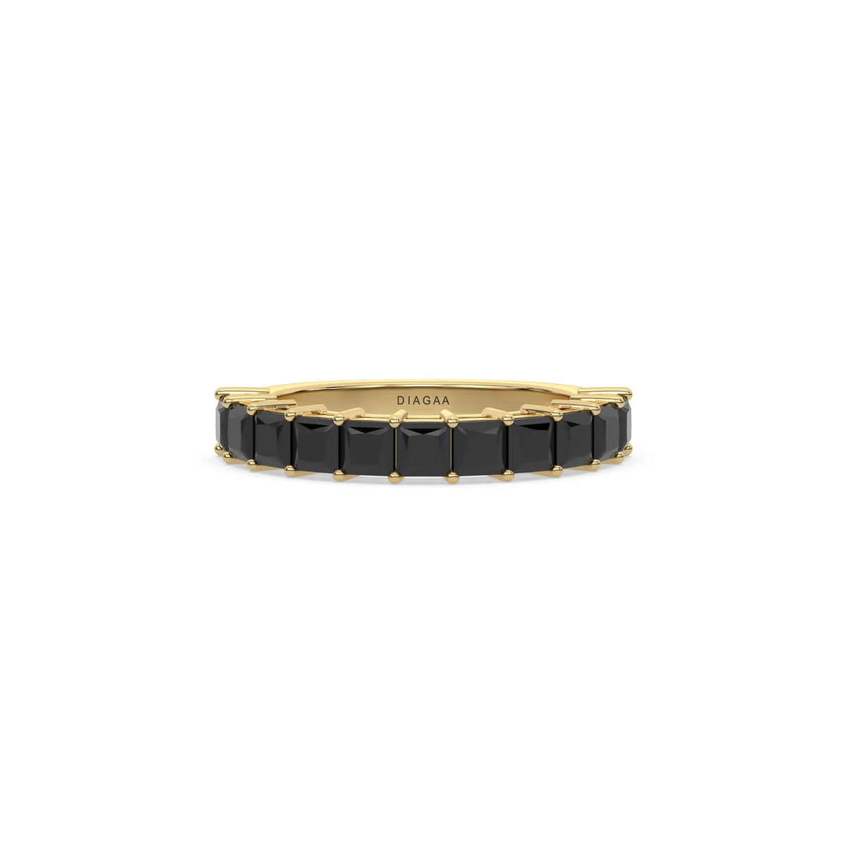 18K Yellow Gold Princess Black Diamond Eternity Ring