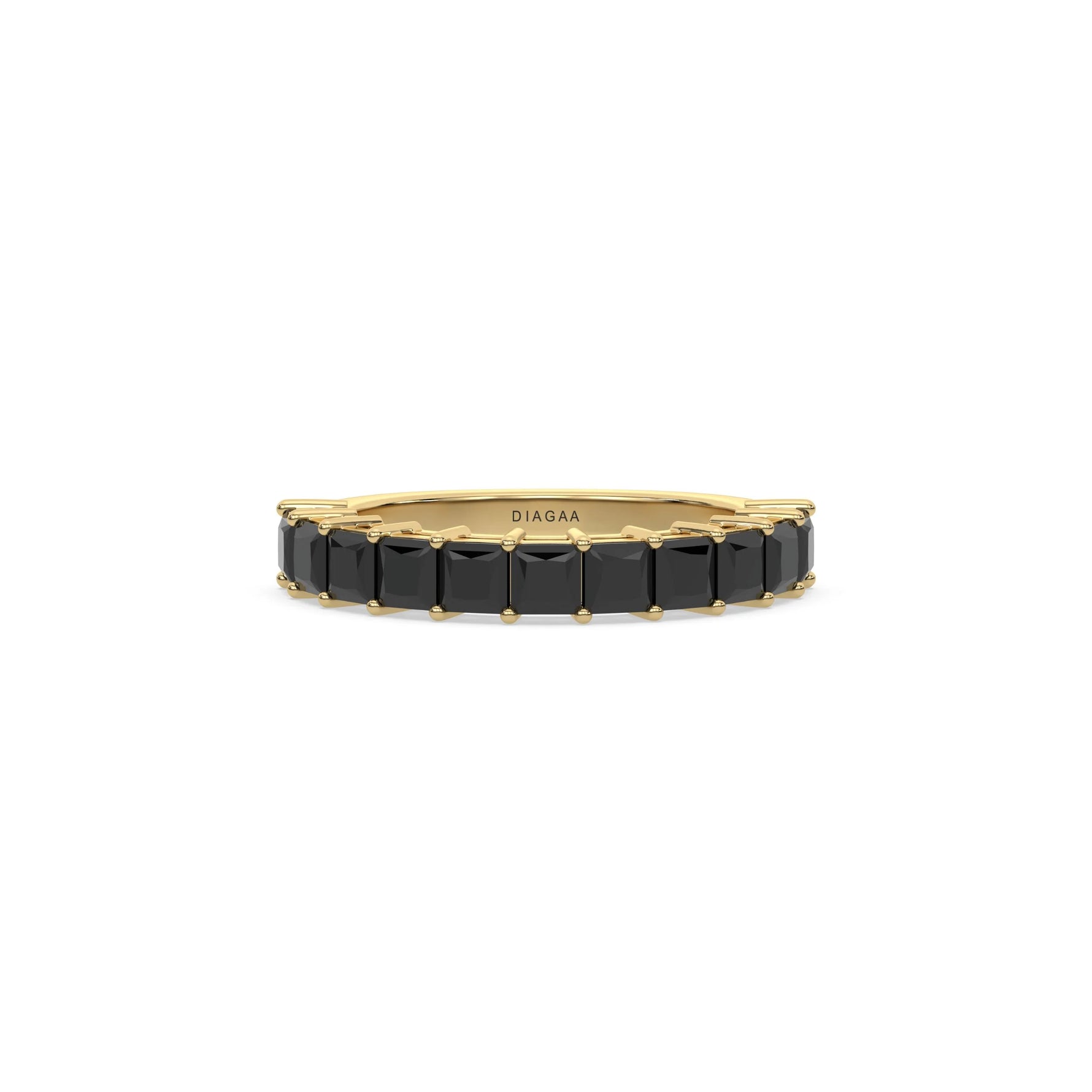18K Yellow Gold Princess Black Diamond Eternity Ring