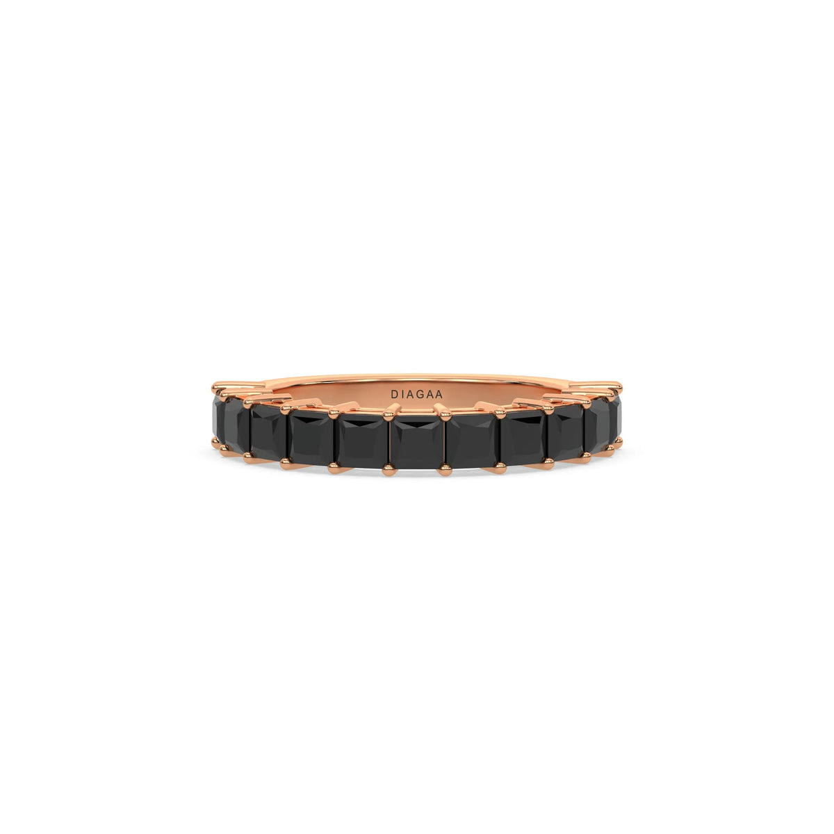 18K Rose Gold Princess Black Diamond Eternity Ring