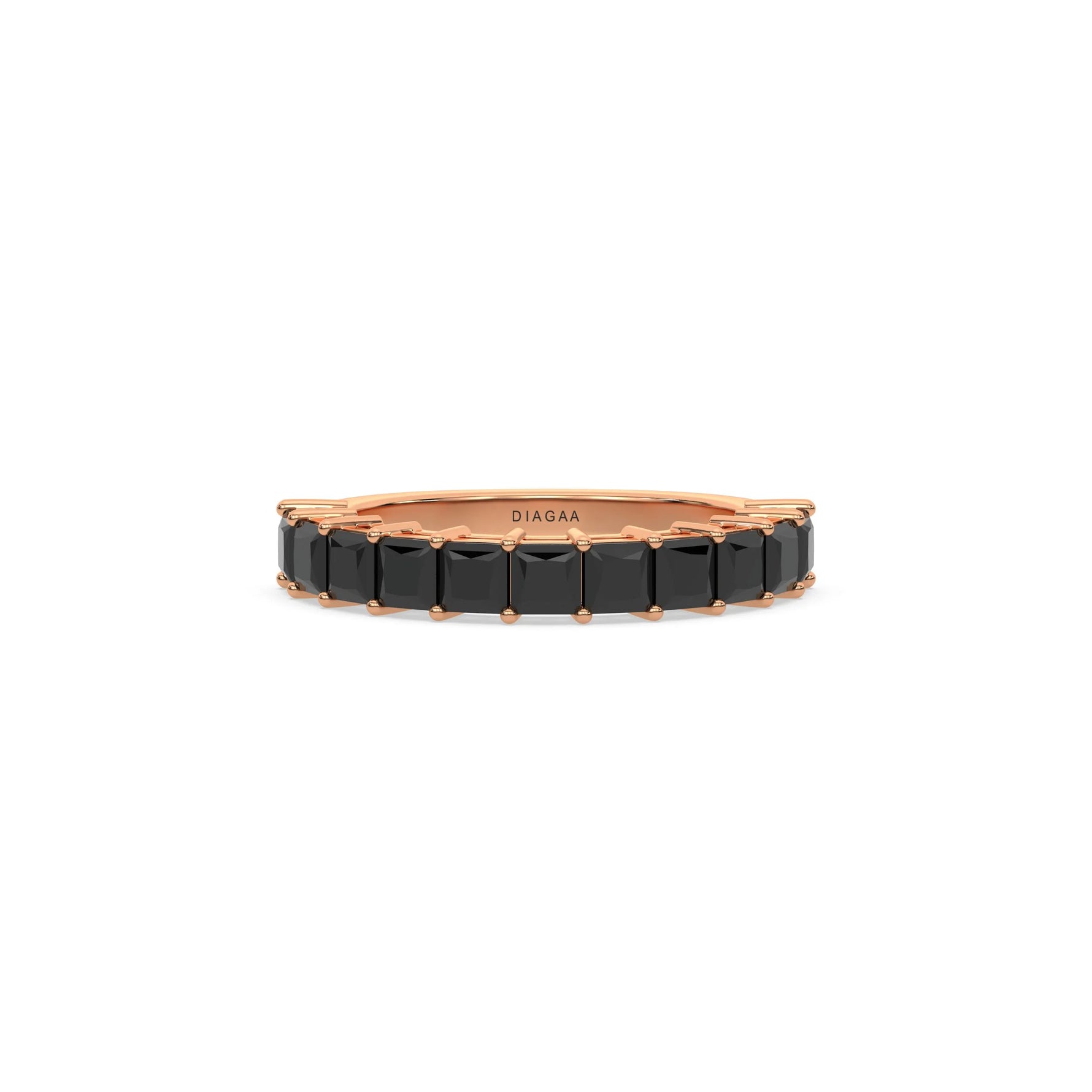 18K Rose Gold Princess Black Diamond Eternity Ring