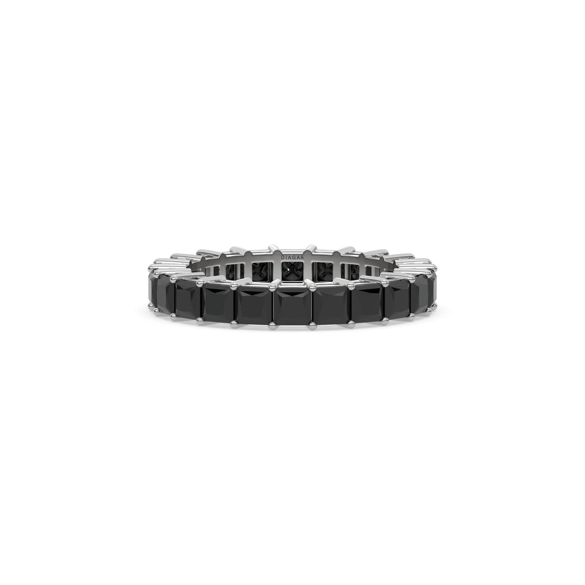 10K White Gold Black Princess Diamond Eternity Ring