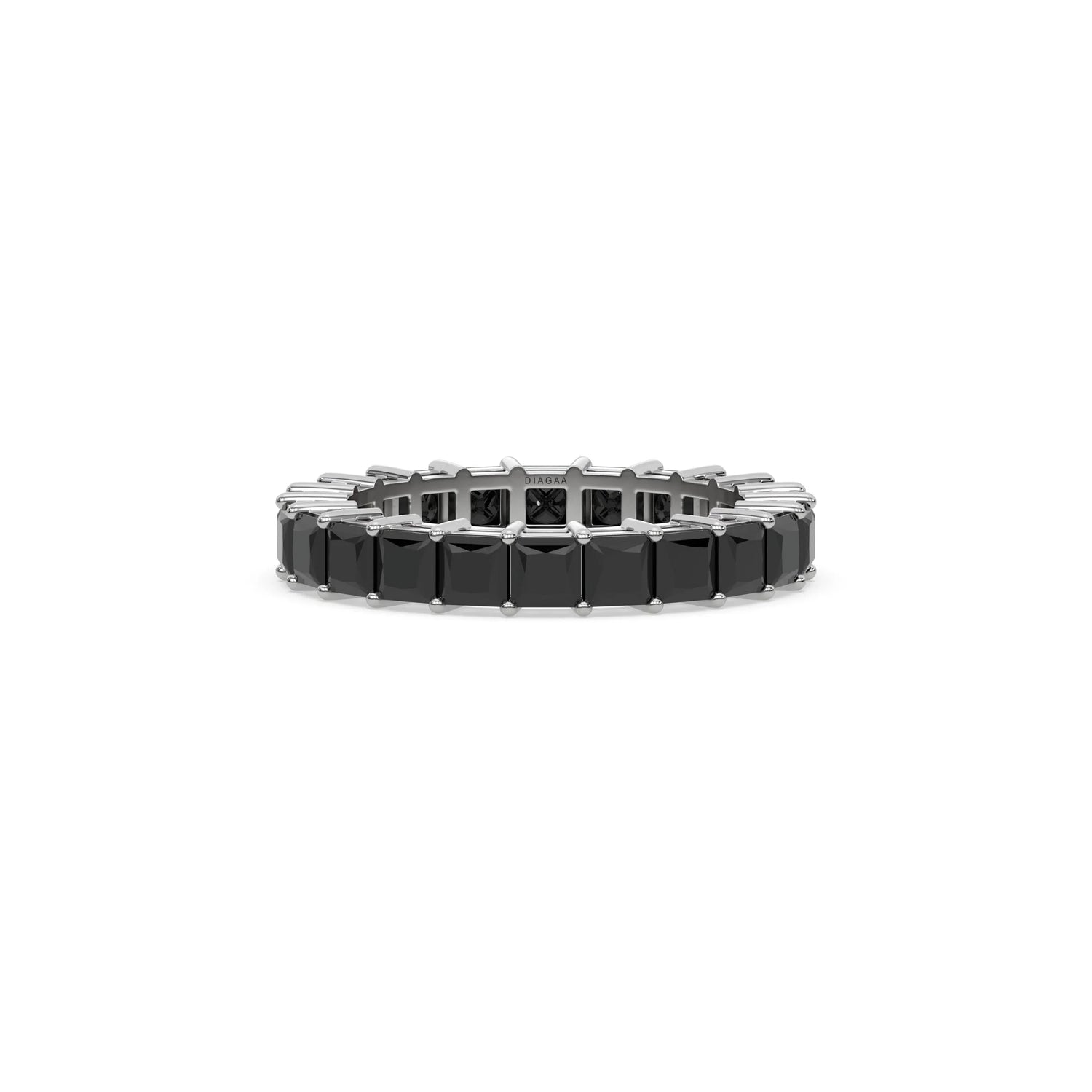 10K White Gold Black Princess Diamond Eternity Ring