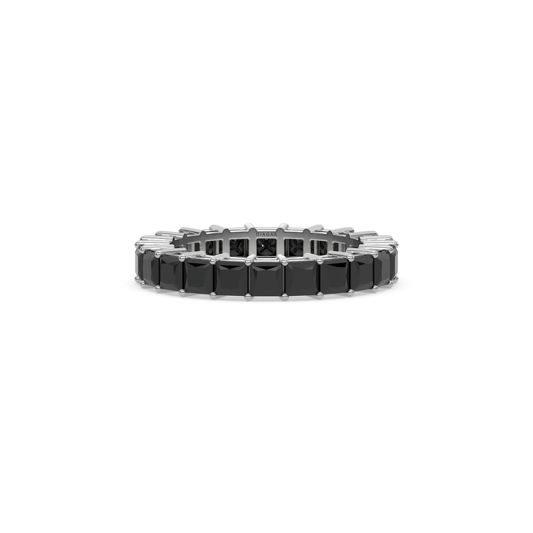 10K White Gold Black Princess Diamond Eternity Ring