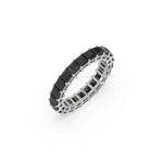 14K White Gold Black Princess Diamond Eternity Ring