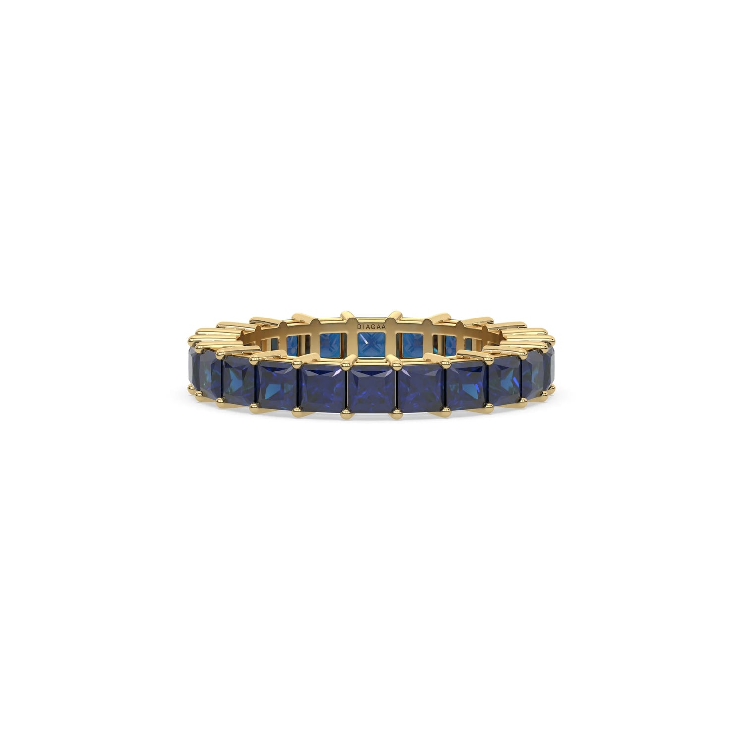 14K Yellow Gold Princess Sapphire Gemstone Eternity Ring