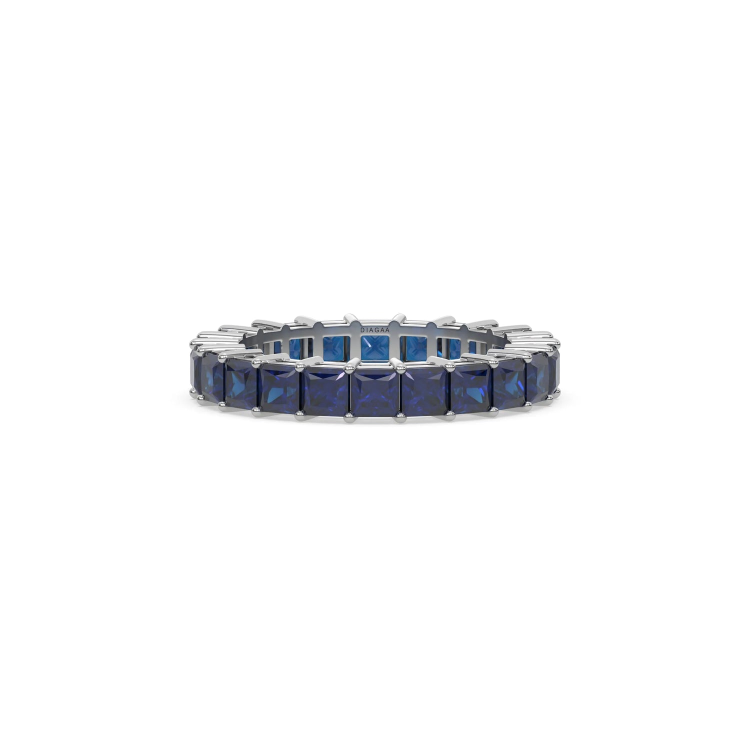 14K White Gold Princess Sapphire Gemstone Eternity Ring