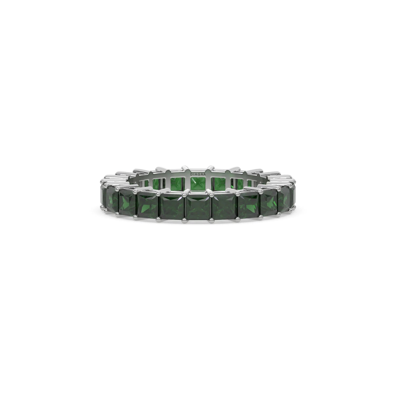 18K White Gold Emerald Gemstone Eternity Ring