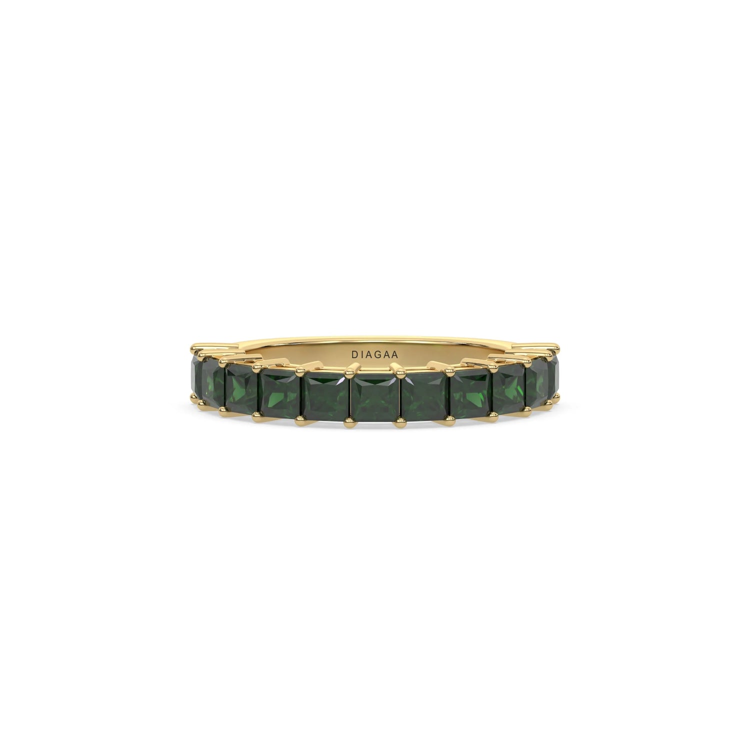 18K Yellow Gold Emerald Princess Half Eternity Ring