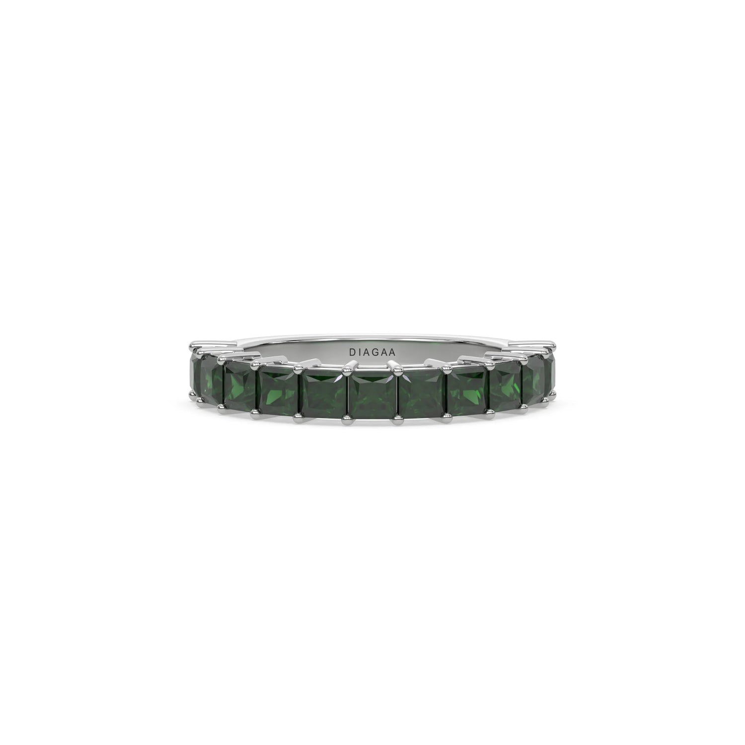 18K White Gold Emerald Princess Half Eternity Ring