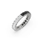 14K White Gold Princess Black And White Diamond Eternity Ring 