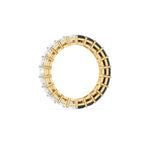 10K Yellow Gold Princess Black And White Diamond Full Eternity Ring 