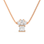 18K Rose Gold Pear, Princess and Baguette Diamond Necklace