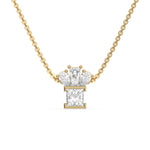 14K Yellow Gold Pear, Princess and Baguette Diamond Necklace