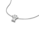 14K White Gold Pear, Princess and Baguette Diamond Necklace