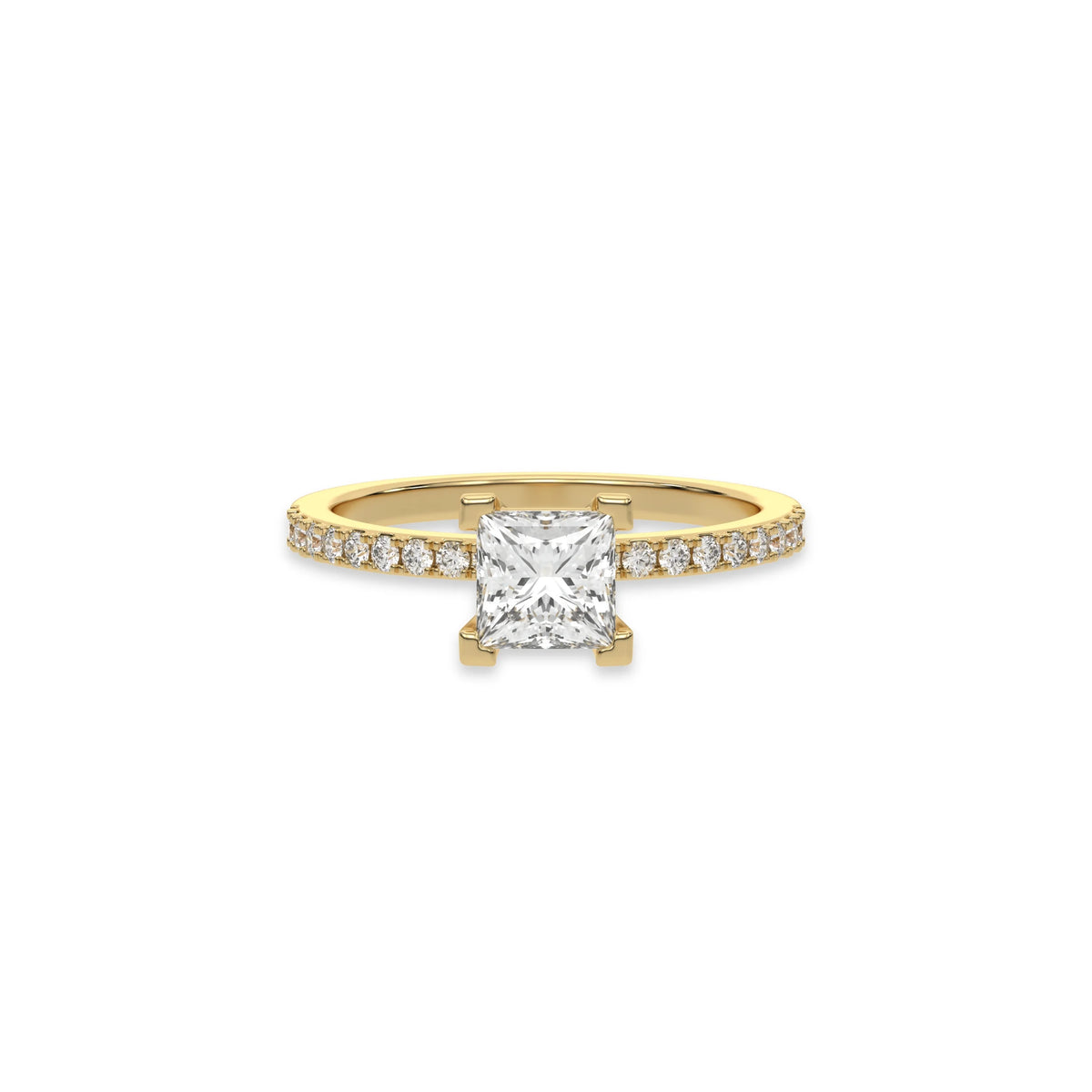 14K Yellow Gold Princess Diamond Wedding Ring