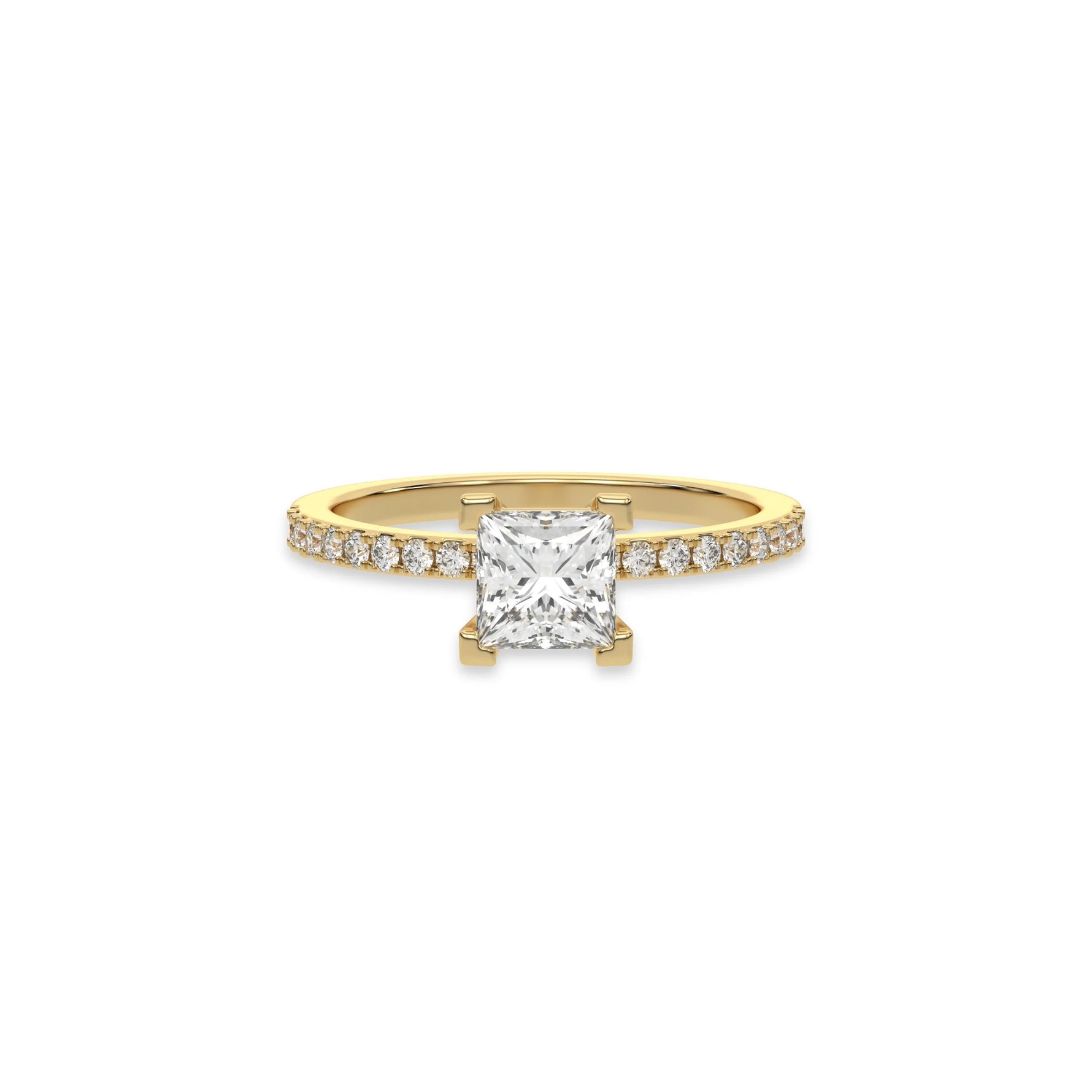 14K Yellow Gold Princess Diamond Wedding Ring