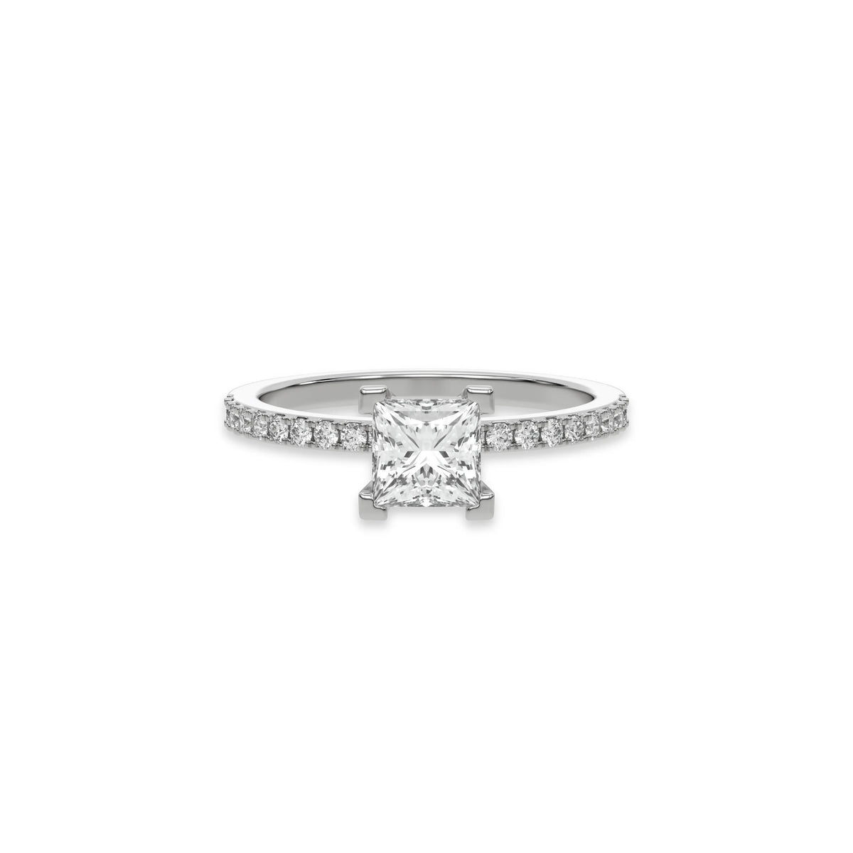 14K White Gold Princess Diamond Wedding Ring
