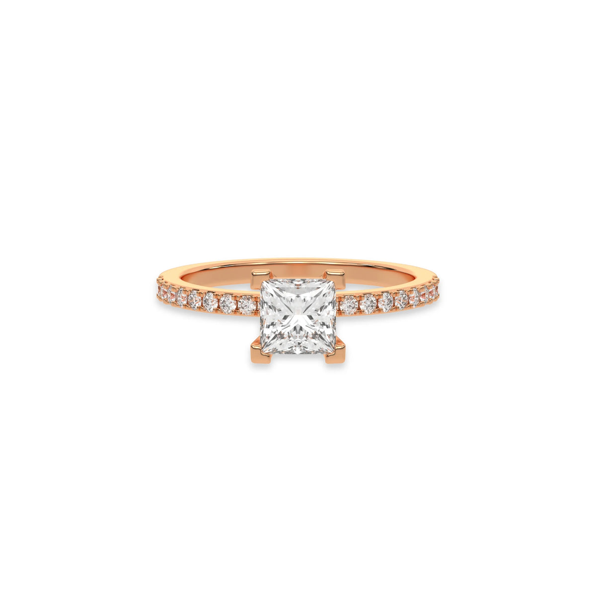 14K Rose Gold Princess Diamond Wedding Ring