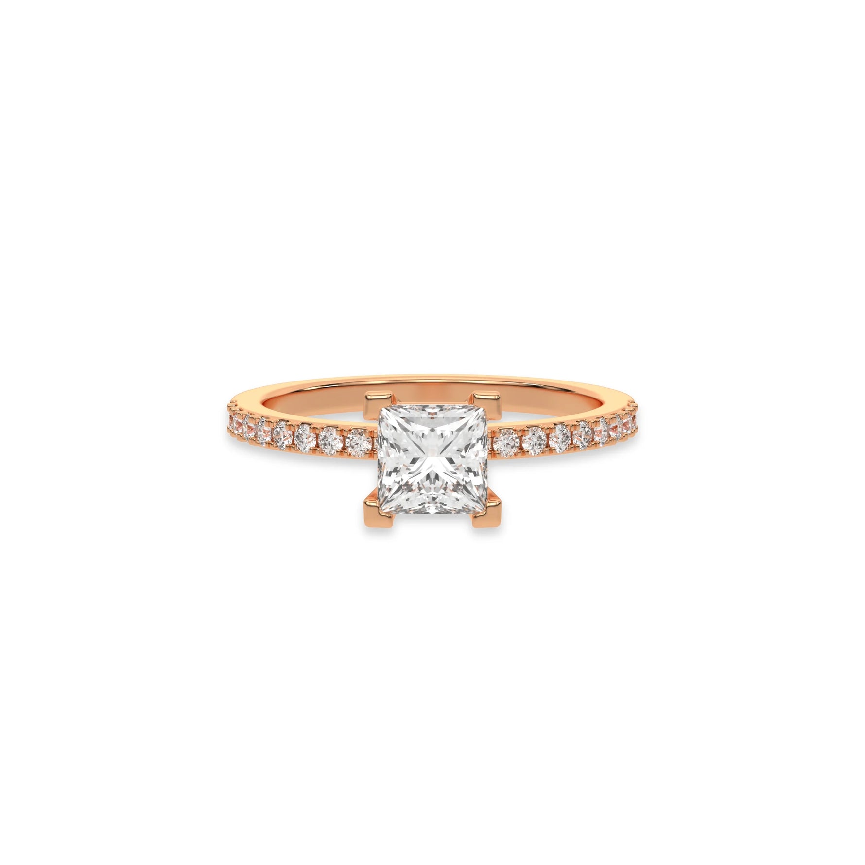 14K Rose Gold Princess Diamond Wedding Ring
