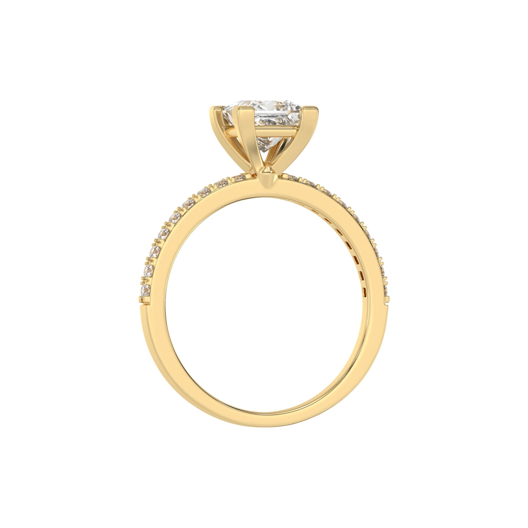 14K Yellow 1 CT Gold Princess Diamond Wedding Ring