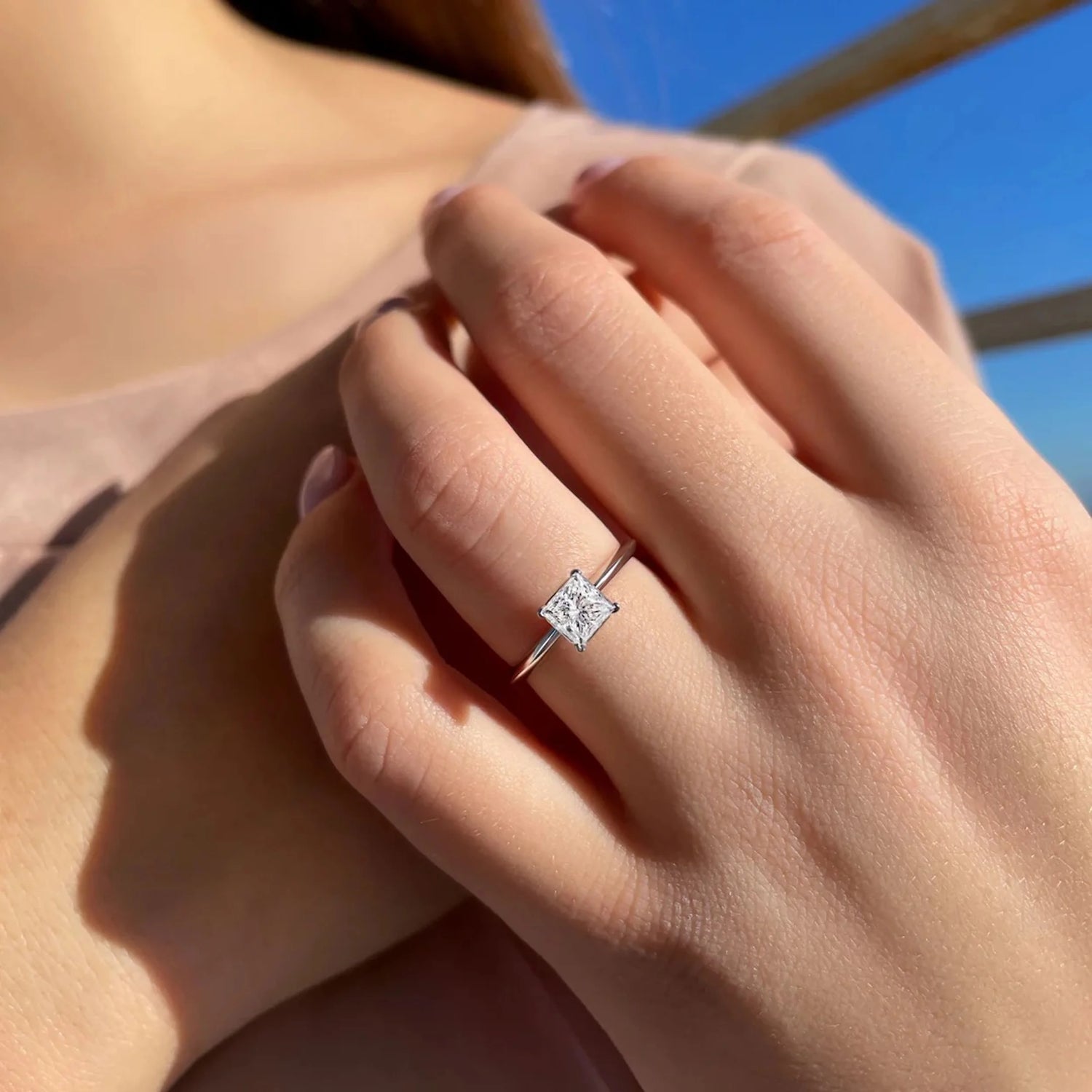 Princess Cut Diamond Ring, Square Engagement Ring, Square Diamond Ring, Solitaire Diamond Ring