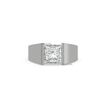 14K White Gold Mens Princess Solitaire Engagement Ring