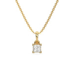 18K Yellow Gold Princess Solitaire Diamond Necklace