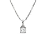 18K White Gold Princess Solitaire Diamond Necklace