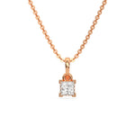 18K Rose Gold Princess Solitaire Diamond Necklace