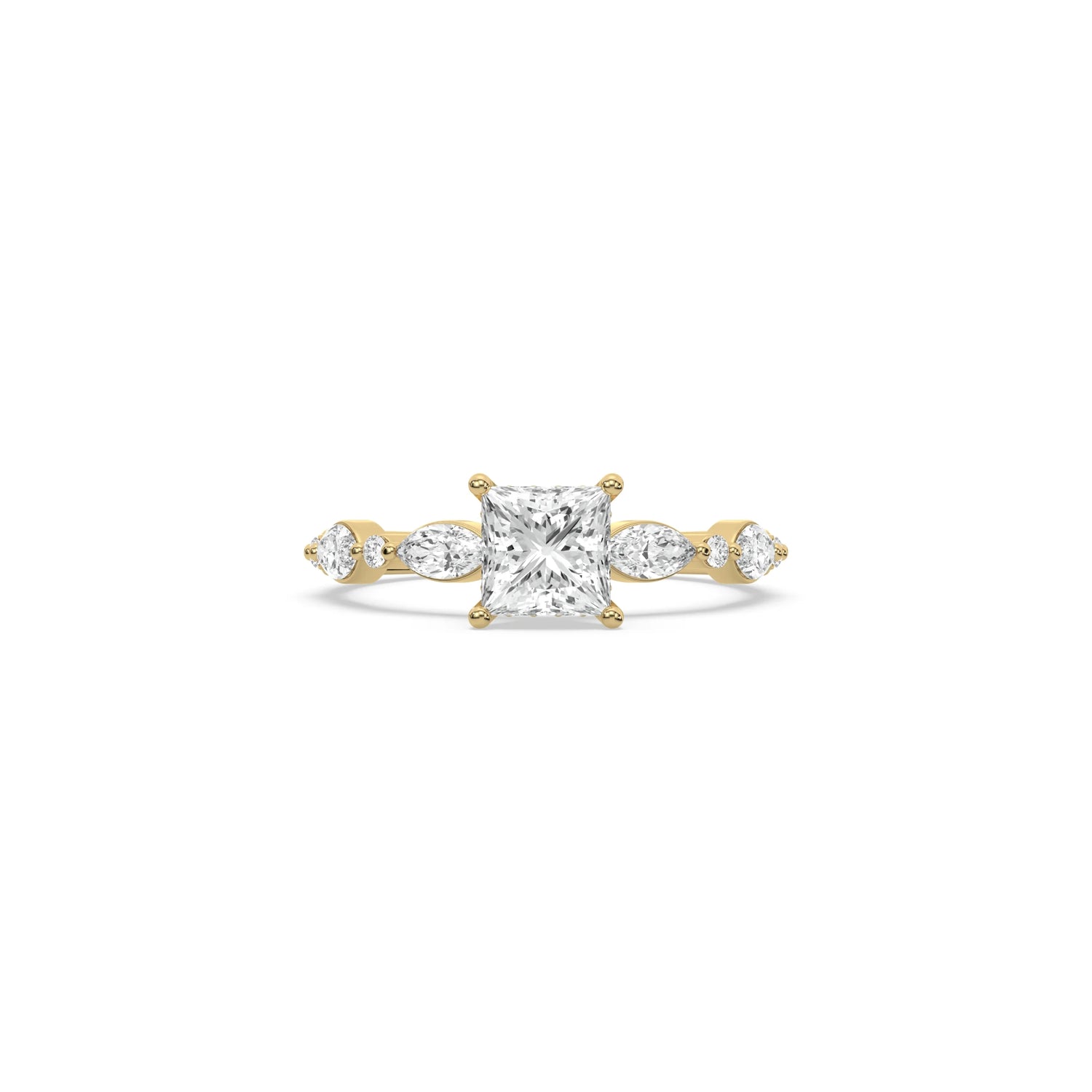 Lab Princess Cut Diamond Hidden Halo Engagement Ring