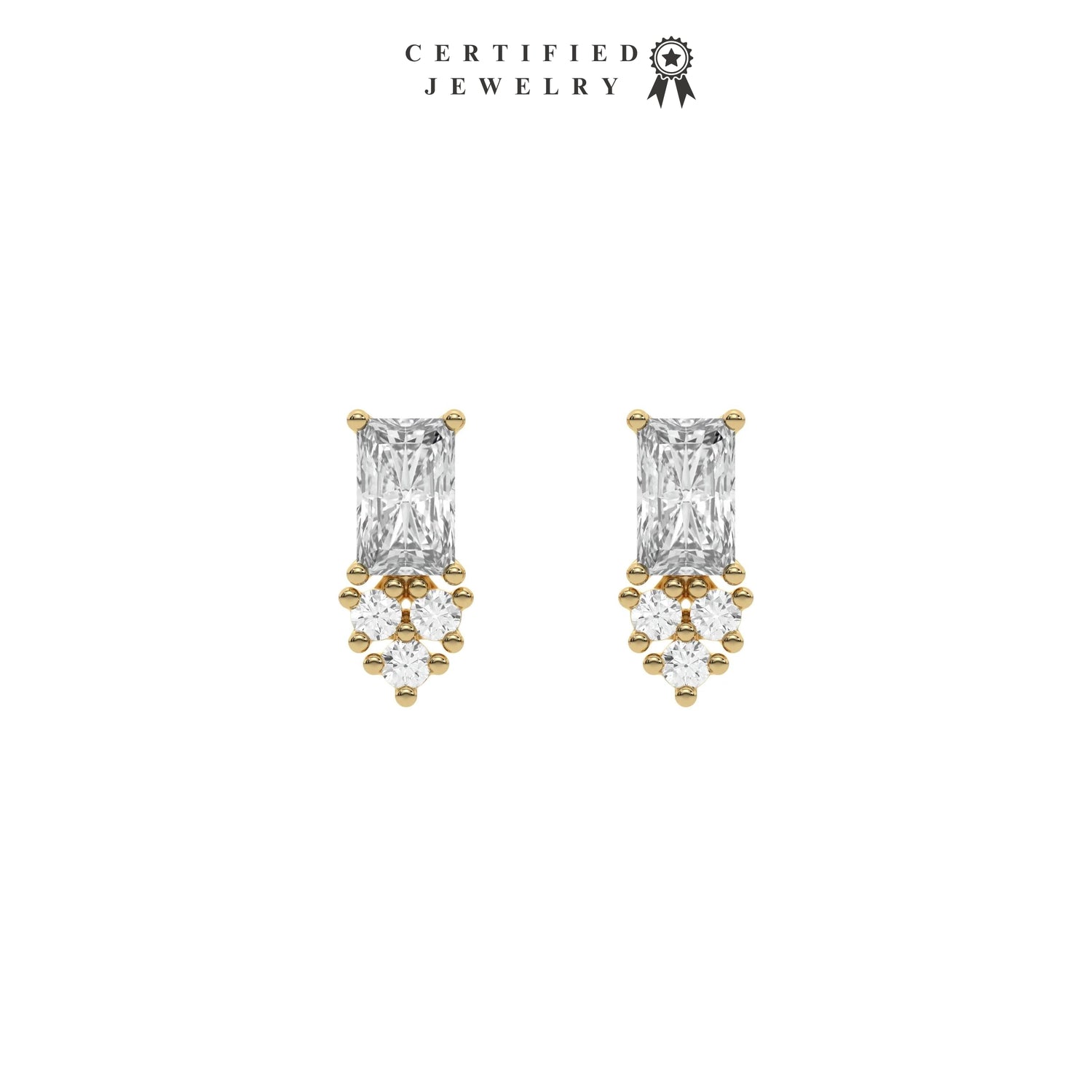 0.32 CT Lab Diamond Radiant and Round Cut Cluster Earrings