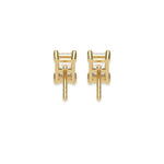 This yellow gold Classic Radiant Diamond Earrings made with a radiant-cut diamonds set in a four prong setting in back view