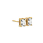 This yellow gold Classic Radiant Diamond Earrings made with a radiant-cut diamonds set in a four prong setting in side view