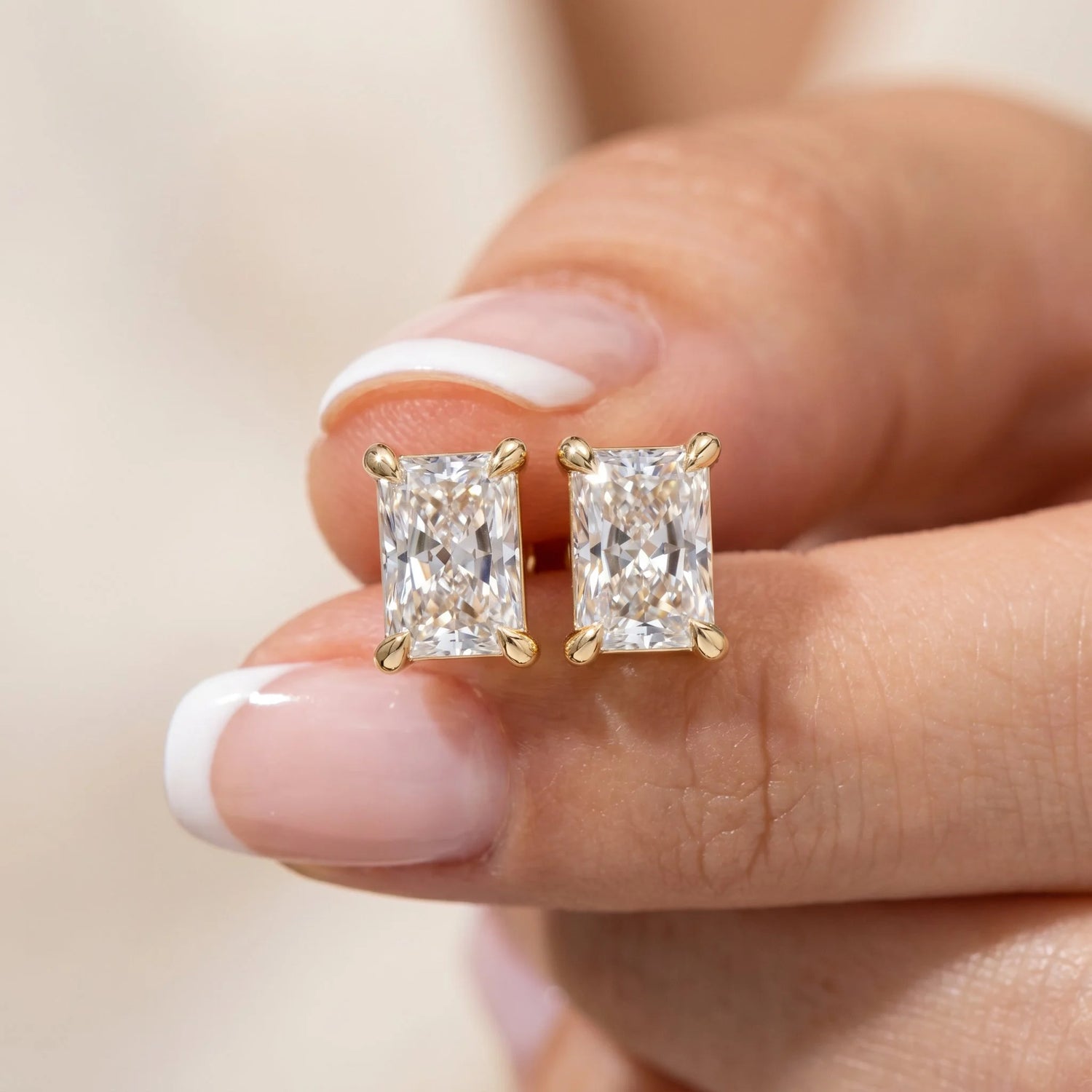 2 CT Natural Diamond Radiant Cut Earrings
