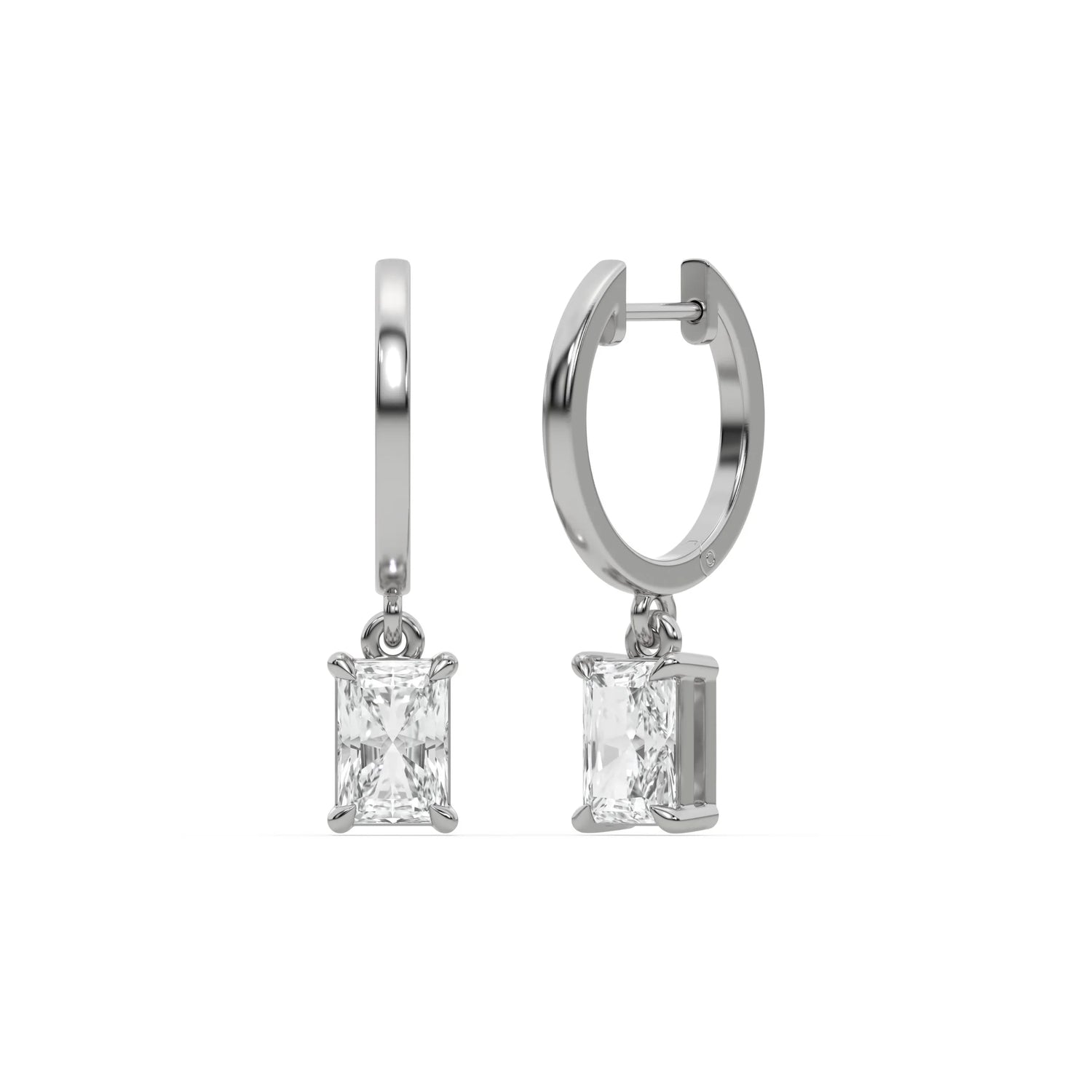 0.20 CT Men Lab Diamond Radiant Dangling Hoop Earrings