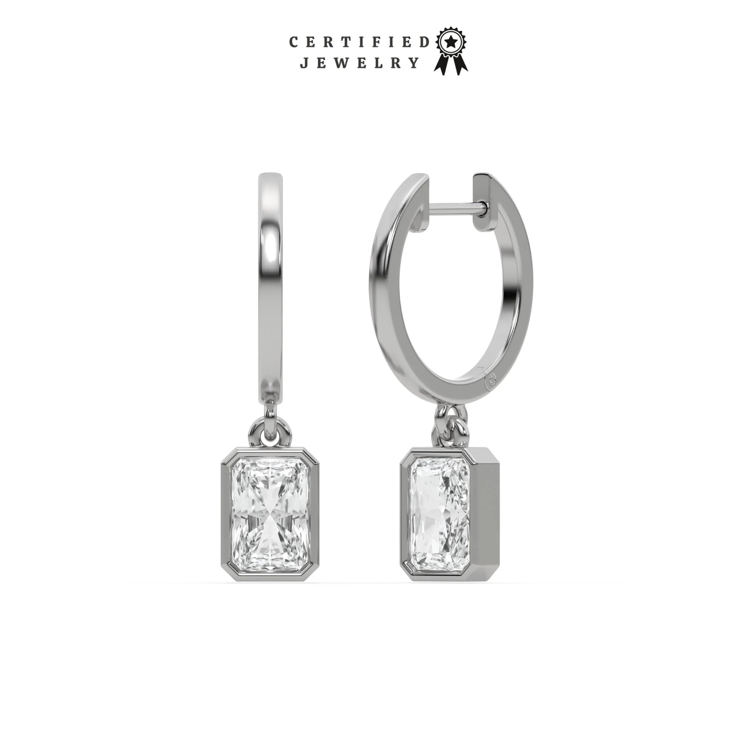 0.20 CT Men Natural Diamond Radiant Dangling Hoop Earrings